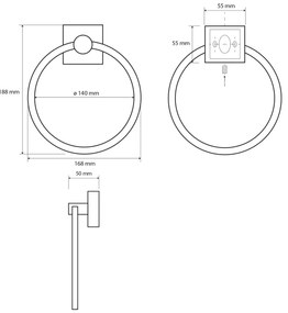 SAPHO XQ406 X-Square suport pentru prosoape,rotund, argintiu