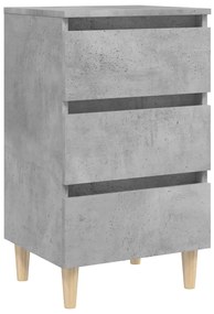 805895 vidaXL Noptieră cu picioare lemn masiv, gri beton, 40x35x69 cm