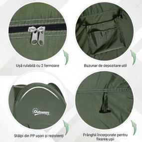Outsunny Cort de Duș Pop Up Impermeabil cu Intrare cu Fermoar, 100x100x185 cm, Verde | Aosom Romania