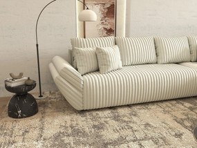 Colțar extensibil dumonde cu ladă de depozitare si sezut confortabil din spuma high-density, Berlin XL Ambience Ivory II 350x185 cm