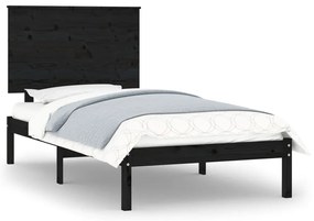 3104767 vidaXL Cadru de pat mic single, negru, 75x190 cm, lemn masiv