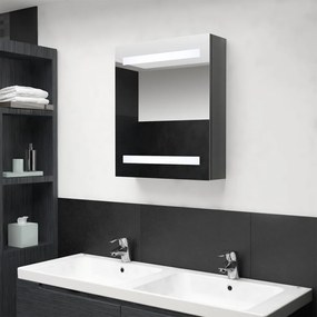 Dulap de baie cu oglinda si LED, gri stralucitor, 50x14x60 cm Gri stralucitor
