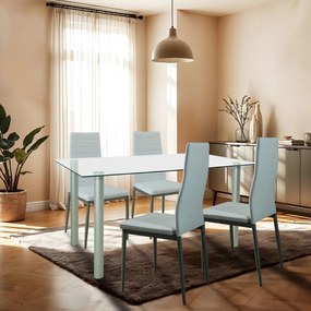 Set de masă Verna 4+1 alb-gri