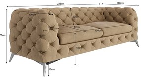 Canapea maro deschis cu tapițerie din catifea 225 cm Chelsea – Ropez