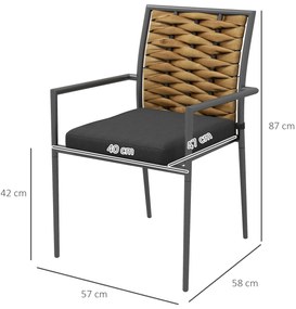 Outsunny scaune de grădină, scaune de exterior și terasă, rezistente la intemperii, design modern, 57x58x87 cm | Aosom Romania