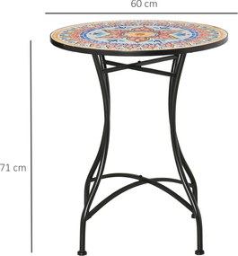 Outsunny Masa Rotunda Stil Bistro de 60 cm cu Mozaic pentru Gradina, Veranda, Exterior, Balcon, Gri | Aosom Romania