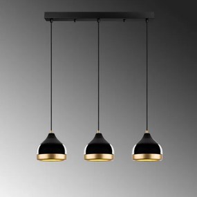 Lustră pe cablu YILDO, 3xE27/40W/230V, negru/auriu