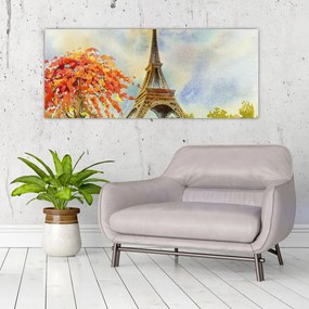 Tablou pictat cu turnul Eiffel (120x50 cm)