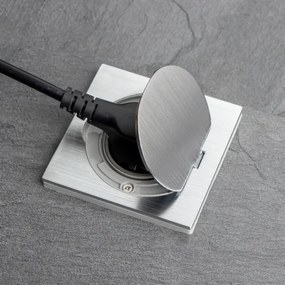 Priză încastrabilă de podea de exterior Brilagi IP55 crom mat pătrat