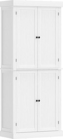 HOMCOM Dulap Înalt de Bucătărie cu 6 Rafturi și 2 Uși, Dulap cu Rafturi Reglabile din Lemn, 76x40,5x184 cm, Alb | Aosom Romania