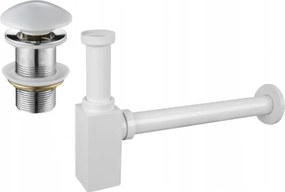 Mexen semi-sifon chiuvetă pătrată cu dop ceramic clic-clac, fără preaplin, alb - 7991060-25