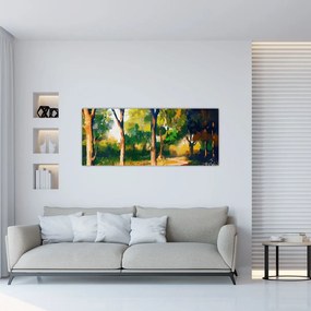 Tablou - Pădure de vară însorită, pictură (120x50 cm)