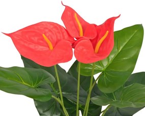 Planta artificiala Anthurium cu ghiveci, 45 cm, rosu si galben 1, Rosu, anthurium   45 cm