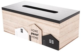 Cutie de lemn pentru batiste Home town maro,24 x 12 x 9 cm