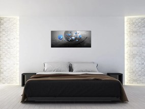 Tabloul cu bile abstracte albastre (120x50 cm)