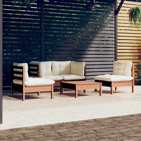 3096181 vidaXL Set mobilier grădină cu perne, 5 piese, lemn masiv de pin