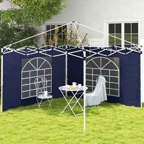 Outsunny Curtine Pavilion, Set de 2, pentru Pavilion de Grădină 3x6m sau 3x3m, cu Ferestre și Uși, Albastru | Aosom Romania