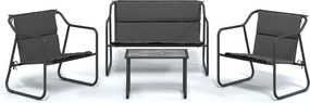 vidaXL Set mobilier de grădină, cu perne, antracit, 4 piese, oțel