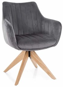 Scaun de bucătărie Azalia D Velvet, gri / stejar