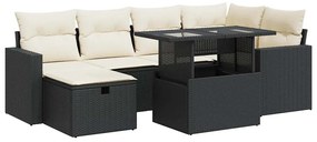 3327816 vidaXL Set canapele de grădină cu perne, 7 piese, negru, poliratan