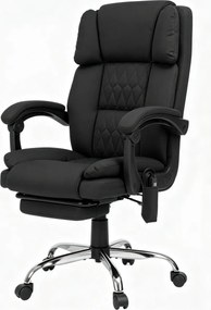 PRESTIGE FABRIC OC-514 PRO – Scaun Directorial Tapițerie Premium Dublu Strat Anti-Zgâriere, Masaj în 7 Puncte, Mecanism Multifuncțional, Suport Picioare, Bază Cromată, Negru