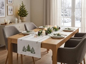 Napron de masa de Craciun EVERGREEN CHARM 40x140 cm, alb