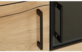 Comoda Bar Tulsa Stejar Afumat, Furnir Din Lemn Masiv, 122.6 Cm
