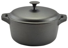 Oală din fontă brută cu capac 32 cm, 8L – Perfect Home 15532, pentru gătit în volum mare și distribuție uniformă a căldurii