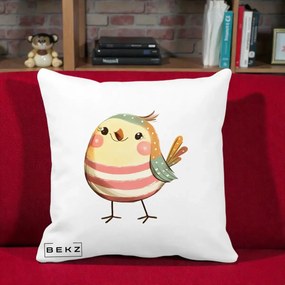 Perna Decorativa Pui Kawaii Pastel Dungat, 40x40 cm, Alba Mata, Husa Detasabila, Perna Inclusa, BEKZ®