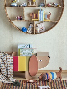 Raft de cărți pentru copii din lemn, multicolor, cu decupaje în formă de câine, 108x37x32 cm, „Charlie"