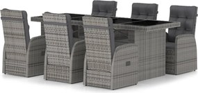 vidaXL Set mobilier de grădină cu perne, 7 piese, gri, poliratan