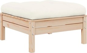 vidaXL Taburet de grădină cu pernă crem, lemn masiv de pin