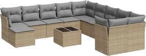 vidaXL Set canapele de grădină cu perne, 12 piese, bej, poliratan