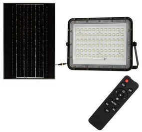 Proiector LED solar de exterior LED/15W/3,2V IP65 4000K negru + telecomandă