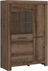 Vitrina BALIN, stejar, PAL/sticla, cu iluminare LED, 101x40x149 cm