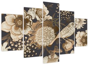 Tablou - Flori aurii pe fundal întunecat (150x105 cm)