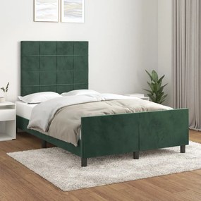 3125748 vidaXL Cadru de pat cu tăblie, verde închis, 120x200 cm, catifea