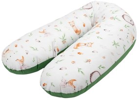 Perna gravide 3 in 1 cu husa detasabila din bumbac 100% Kidizi Lena, lungime 160 cm, Forest Joy