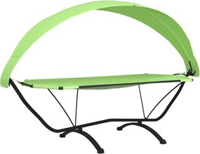 vidaXL Pat de exterior cu baldachin, verde, oțel & țesătură oxford
