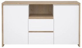 Comodă albă-în culoare naturală cu aspect de lemn de stejar 149x84x48 cm Next – Tvilum