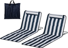 Outsunny Șezlong pliabil cu pernă șezlong de grădină cu spătar reglabil în 5 poziții geantă de transport Albastru | Aosom Romania