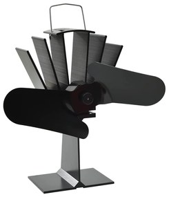 vidaXL Ventilator de sobă cu alimentare termică, 2 palete, negru