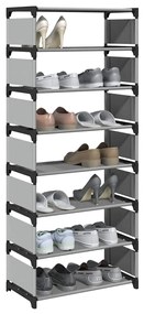 vidaXL Suport pantofi cu 8 niveluri, gri 54x28x124 cm, nețesut