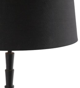 Lampă de masă Art Deco neagră cu abajur negru din bumbac 35 cm - Pisos