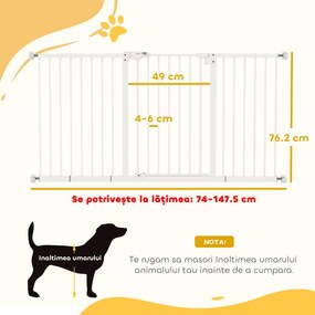 PawHut Porțiță pentru Câini și Animale de Companie cu 3 Extensii, Lățime Reglabilă, 74-147.5x76.2 cm, Alb | Aosom Romania