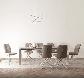 Masa dining extensibila pentru 10 persoane maro/gri taupe din ceramica si MDF, 160-220 cm, Briva Bizzotto