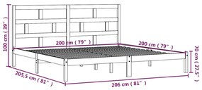 Cadru de pat, gri, 200x200 cm, lemn masiv de pin Gri, 200 x 200 cm