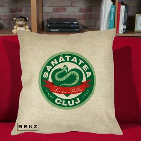 Perna Personalizata Sanatatea Cluj Servicii Publice 1986, 40x40 cm, Crem, Husa Detasabila, Perna Inclusa, BEKZ®