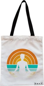 Sacosa de Panza pentru Cumparaturi, Geanta Tote, Yoga 14, Cu fermoar, 38x34.5 cm, Alba, BEKZ®
