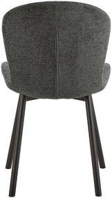 MAZZONI EXPORT FIORA Gri Închis (material Apia 458)/cadru negru – SCAUN MODERN TAPITAT DIN CHENILLE PENTRU LIVING/BUCĂTĂRIE